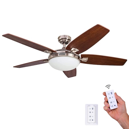 Honeywell Carmel, 48 in. Ceiling Fan with Light & Remote Control, Brushed Nickel 51920-40